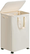Slim Laundry Hamper with Lid and Wheels, Small Rolling Laundry Basket with by Vincona