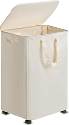 Slim Laundry Hamper with Lid and Wheels, Small Rolling Laundry Basket with by Vincona