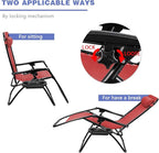 Homall Zero Gravity Patio Folding Lawn Reclining Lounge Chairs Outdoor Gravity Camp Chairs with Cup Holder Pillows for Poolside Backyard and Beach Set of 2 (Red) - Image 7