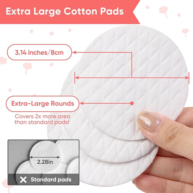 Extra Large Cotton Rounds, Diameter 3.14", 100% Pure Cotton Pads, Soft and - Image 2