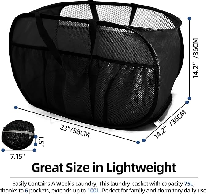 2 Pack Collapsible Laundry Baskets, Upgrade Pop Up Laundry Hamper - Image 4