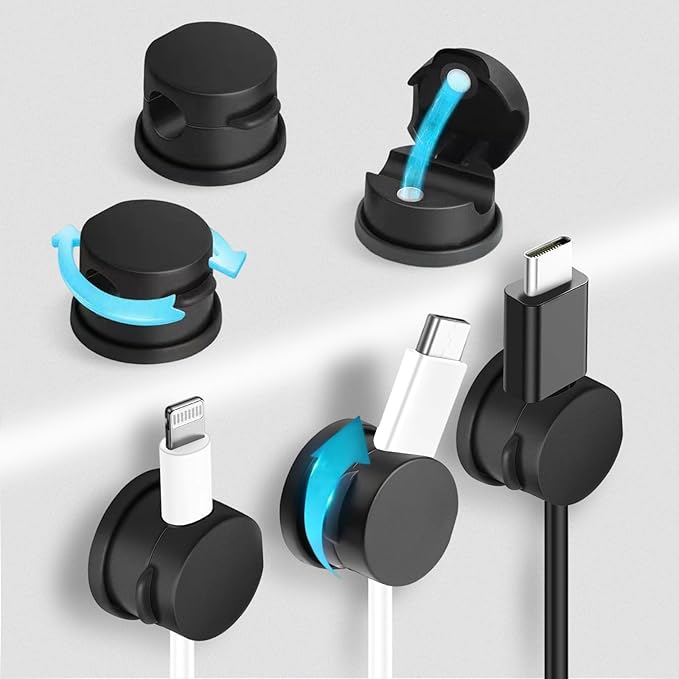 6pcs Magnetic Cable Clips, 360° Swiveling Adhesive Cable Organizer by Unknown