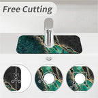 Kitchen Sink Splash Guard，Black and green gold marble Faucet Mat Sink - Image 5