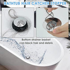Bathtub Drain Stopper, Pop Up Tub Drain Hair Catcher, Bath Tub Drain Plug and - Image 3