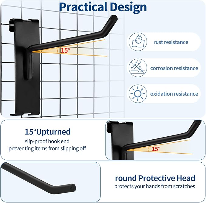 20Pcs Gridwall Hooks, Metal Grid Panel Hanging Peg Hooks, Grid Wall Accessory - Image 5