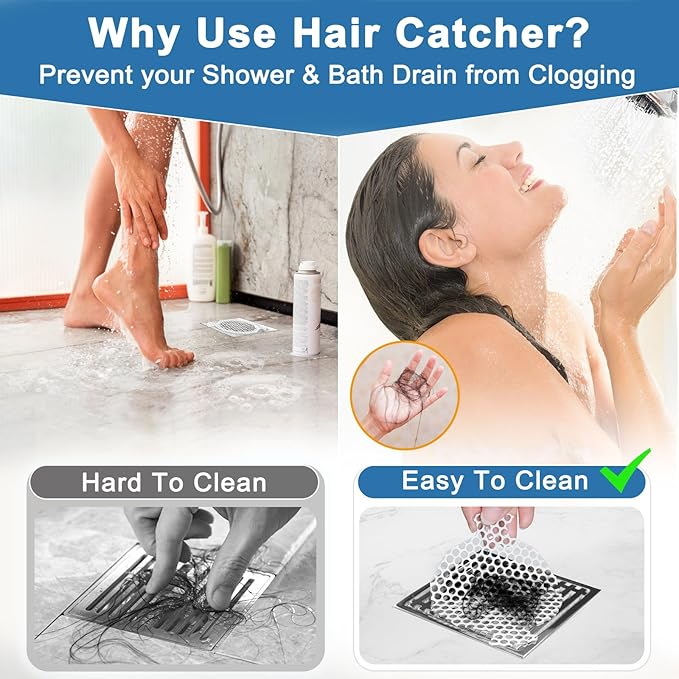 INVIHUG, 25 Pack, Disposable Shower Drain Hair Catcher Mesh Stickers, - Image 2