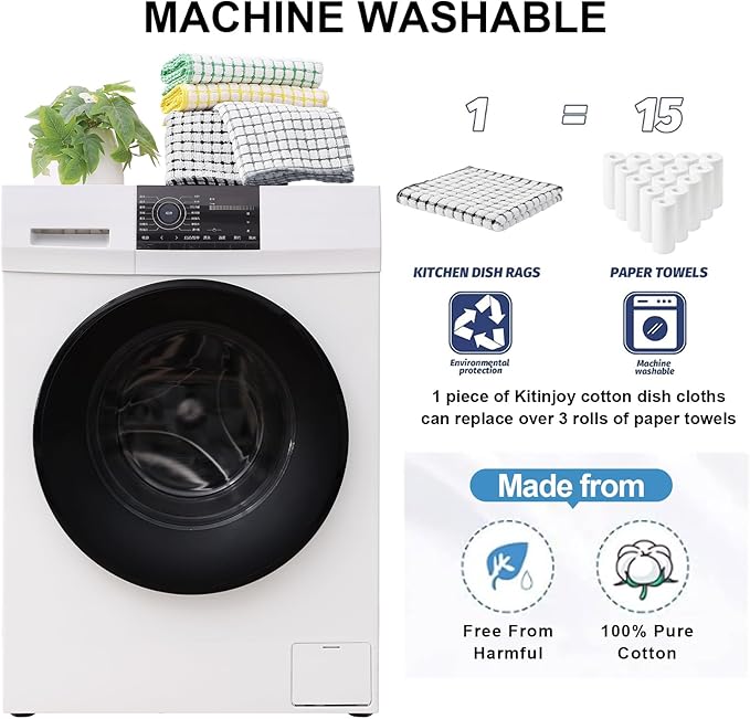 Kitinjoy Cotton 12 Pack Terry Kitchen Towels, 16 x 25 Inches Super Soft and - Image 5