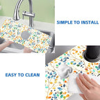 Abstract Watercolor Leaves Sink Faucet Absorbing Mat Sink Splash Guard Faucet - Image 5