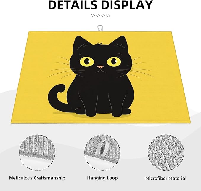 Cat Dish Drying Mat for Kitchen Counter Decor 18x24 Inch Floral Absorbent - Image 4