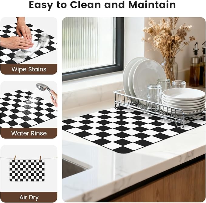 12" x 20" Checkered Dish Drying Mat - Image 7