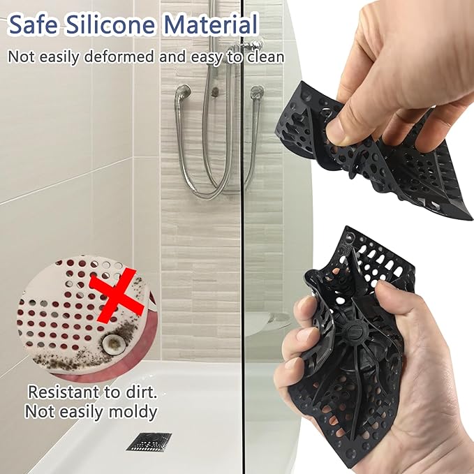 Shower Hair Drain Catcher, 2 Pack 5.1in Square Silicone Hair Catcher Shower - Image 5