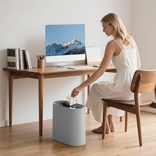 SUBEKYU 2.3 Gal Trash Can for Bathroom, Small Office Garbage Can for Kitchen - Image 6