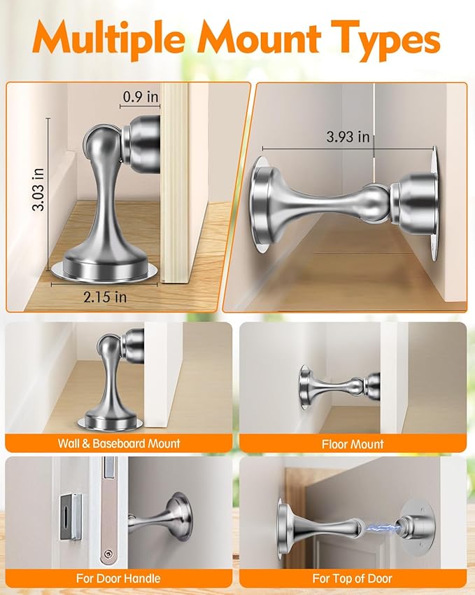 Door Stoppers Magnetic Door Catch, Stainless Steel Magnetic Door Stop 2 Pack - Image 4