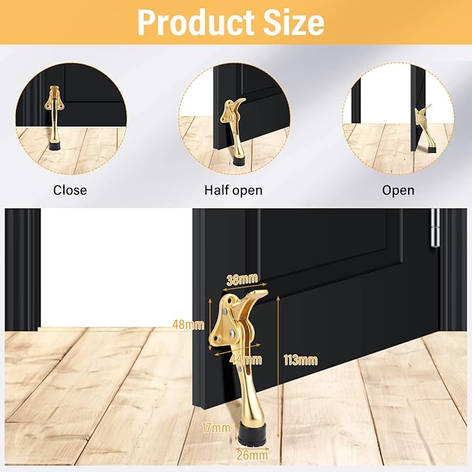 Chumia 12 Pieces Heavy Duty Door Stoppers 5.35 Inches Kickdown Adjustable Kick - Image 2