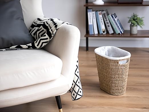 StorageWorks Wicker Waste Basket, Handwoven Seagrass Trash Can - Image 3