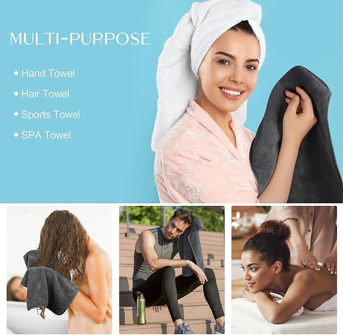 KinHwa Microfiber Hand Towels for Bathroom Soft and Absorbent Face Towels Grey - Image 7