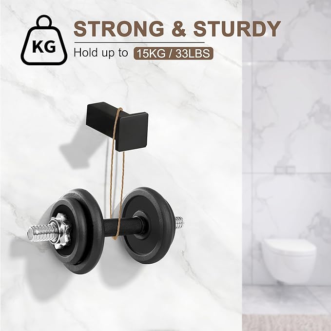 SAYAYO Modern Black Coat Hooks for Wall, Robe Hooks Towel Holder for Bathrooms - Image 4