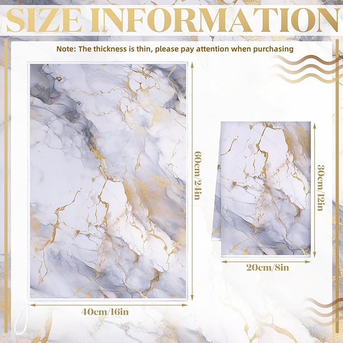 Boyiee Set of 6 Marble Kitchen Towels Gold Dish Towels Absorbent Stylish Marble - Image 4