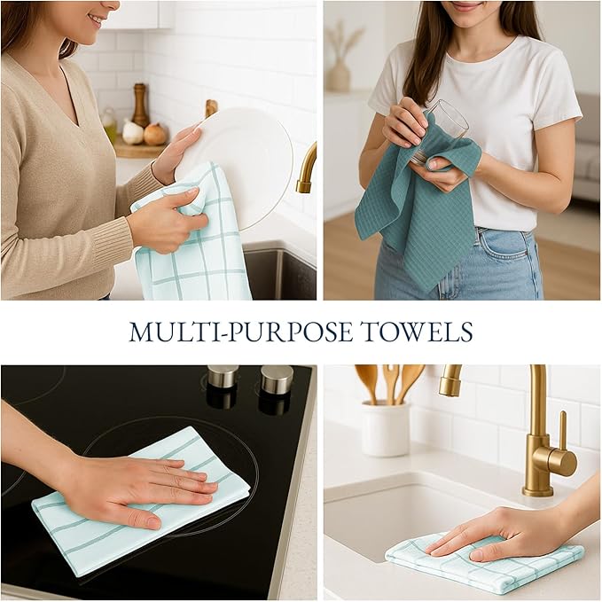 LANE LINEN Cotton Kitchen Towels and Dish Cloths Set, Quick-Drying Dish Towel - Image 6