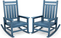 SERWALL Oversized Outdoor Rocking Chair Set of 2, HDPE Rocker for Adults, Patio Rocking Chairs for Porch, Blue by SERWALL