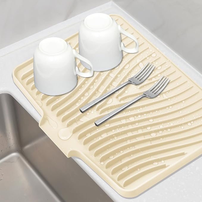 Silicone Dish Drying Mat for Kitchen Counter, Dish Drying Pad, Non-Slip Drain by TIKNIKHomeOutdoor