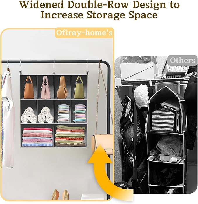Ofiray-home 3 Tier Hanging Closet Organizer, 10 Compartments Sweater Organizer - Image 7