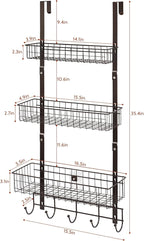 Over the Door Basket Organizer 3 Tier Hanging Basket Door Shelf Rack Heavy Duty - Image 5