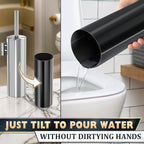 Silver Modern Toilet Brush and Holder Set - Image 8