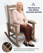 KINGYES HDPE Rocking Chairs Outdoor, Patio Rocking Chairs with 330lbs Support, Smooth Porch Rocker for Deck Lawn Yard, Brown - Image 5