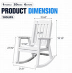 Devoko PP Material Rocking Chair Outdoor Indoor All Weather High Back Patio Rocker for Adult Heavy Duty Rocking Chair for Patio Backyard Porch Garden (Heavy Duty, White) - Image 3