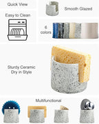 Kitchen Sink Sponge Holder, Dish Sponge Rack Ceramic Brush Holder Farmhouse - Image 2