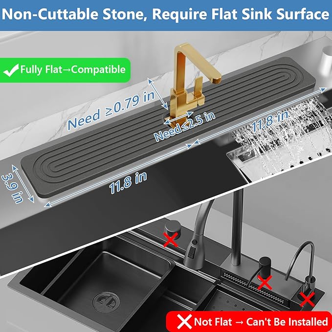 24'' Longer Faucet Mat for Kitchen Sink Stone Faucet Mat for Kitchen Sink - Image 2