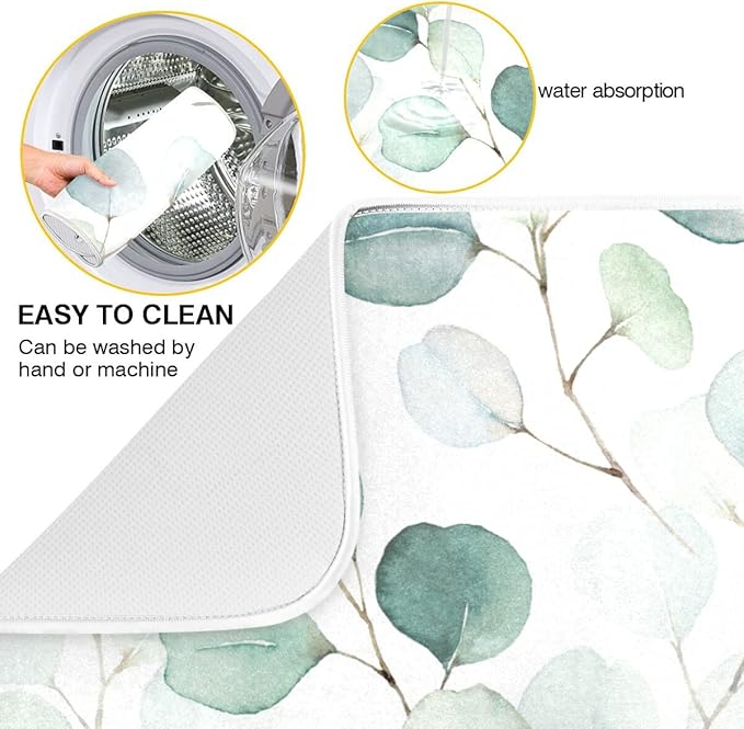 Green Leaves Dish Drying Mat 18x24 - Image 2