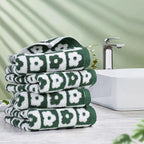 Jacquotha Cotton Hand Towels Green Checkered Floral - Image 3