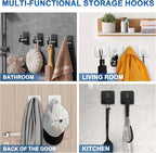 Adhesive Hooks for Bathrooms, 4 Piece Towel Hooks for Hanging Hat Robe Coat - Image 5