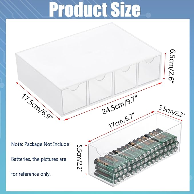 BTSKY 1 Pack White Acrylic Battery Storage Organizer - Image 3