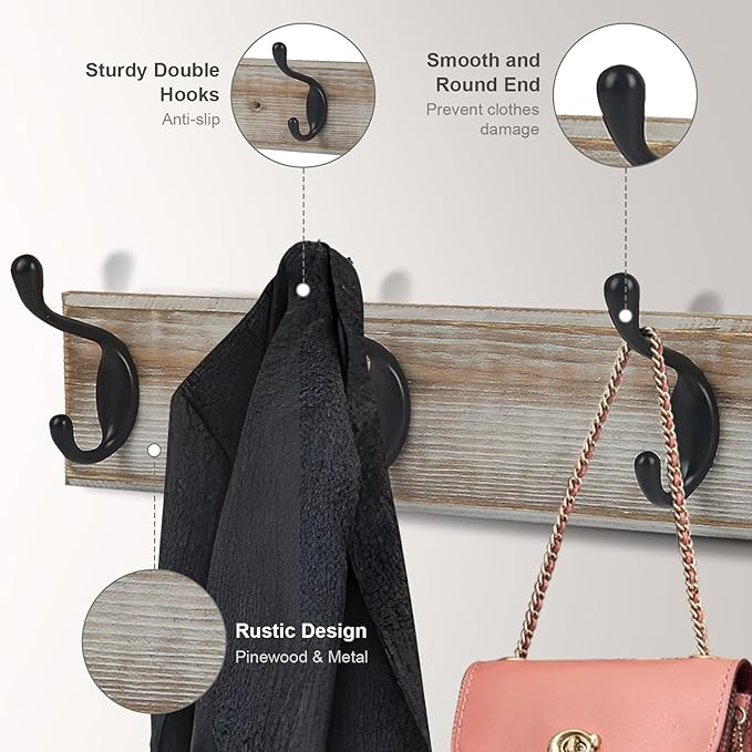 Coat Rack Wall Mounted, Entryway Wall Coat Rack - Image 5