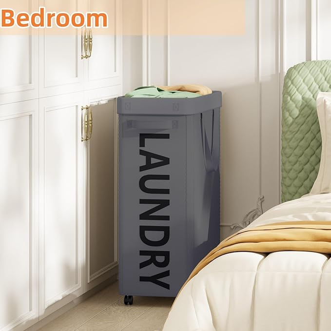 2 Pack Laundry Basket with Wheels, 90L Rolling Laundry Hamper with Wheels - Image 7