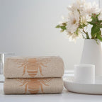 2 Pcs Bee Hand Towels Brown Bathroom Decor 14x29 Inch Embroidered 100% Cotton - Image 5