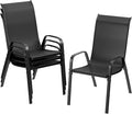 TLSUNNY Patio Chairs, Stackable Textilene Outdoor Dining Furniture for All Weather, with 17.7″ Wide Seat & Metal Frame, for Garden, Backyard, Deck, Restaurant, Poolside (4, Black, 26.4″) by TLSUNNY