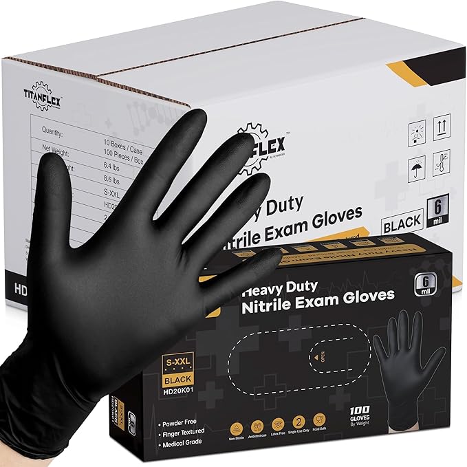 TitanFlex Disposable Nitrile Exam Gloves, Heavy Duty, Latex Free, Food Safe by TitanFlexDisposableGloves