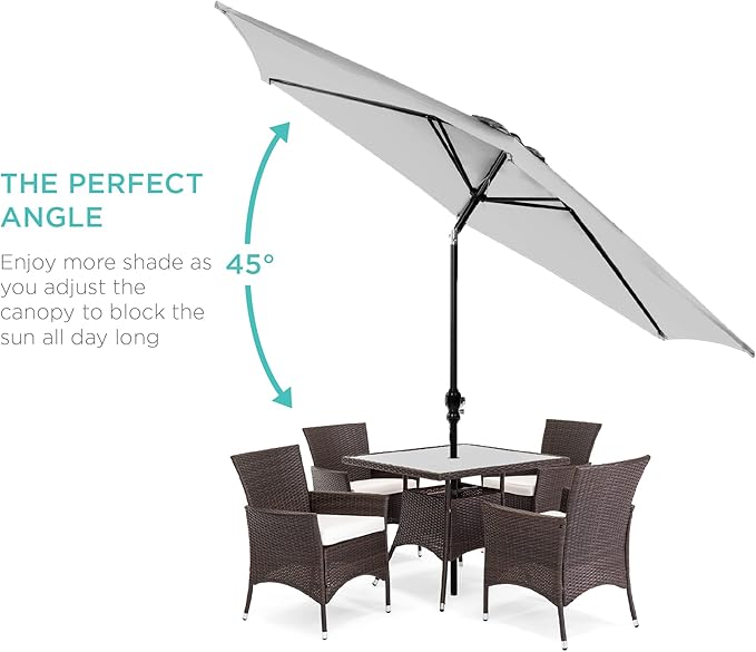 Best Choice Products 10ft Outdoor Table Compatible Steel Polyester Market Patio Umbrella w/Crank and Easy Push Button Tilt - Image 2