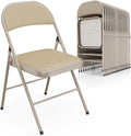 VINGLI 20 Pack Folding Chairs with Padded Seats, Metal Frame with Pu Leather Seat & Back, Capacity 350 lbs, Set of 20, Khaki by VINGLI