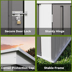 Patiowell 5x3 FT Outdoor Storage Shed, Garden Tool Shed with Sloping Roof and Lockable Door, Metal Shed for Backyard Garden Patio Lawn, Gray - Image 5