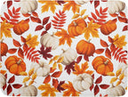 Fall Dish Drying Mat for Kitchen Counter Watercolor Pumpkins Autumn Leaves by Unknown