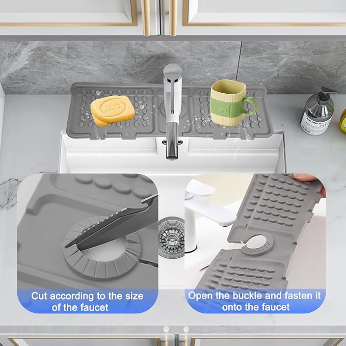 Faucet Mat for Kitchen Sink, Kitchen Sink Splash Guard, Outlet & Slope Upgraded - Image 4