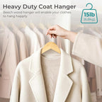 HOUSE DAY Premium Wooden Coat Hangers 30 Pack, Heavy Duty Solid Wood Clothes - Image 3