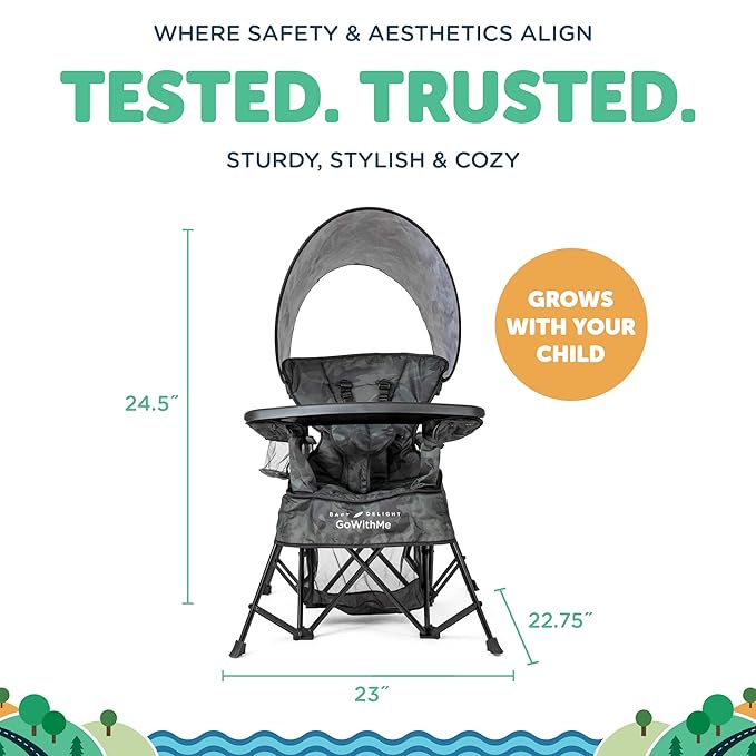 Baby Delight Go with Me Venture Portable Chair | Indoor and Outdoor | Sun Canopy | 3 Child Growth Stages | Carbon Camo - Image 3