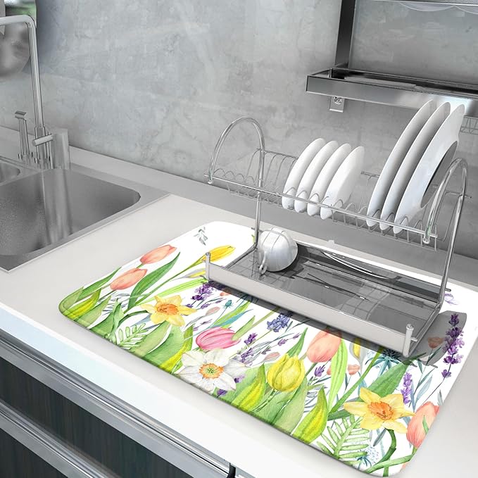 Aportt Spring Floral Dish Drying Mat - Image 5