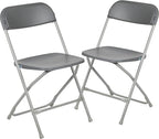 Flash Furniture Hercules Series Plastic Folding Chair - Grey - 2 Pack 650LB Weight Capacity Comfortable Event Chair-Lightweight Folding Chair by FlashFurniture